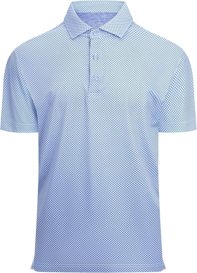 Alex Vando Mens Golf Shirt Moisture Wicking Classic Print Golf Shirts for Men