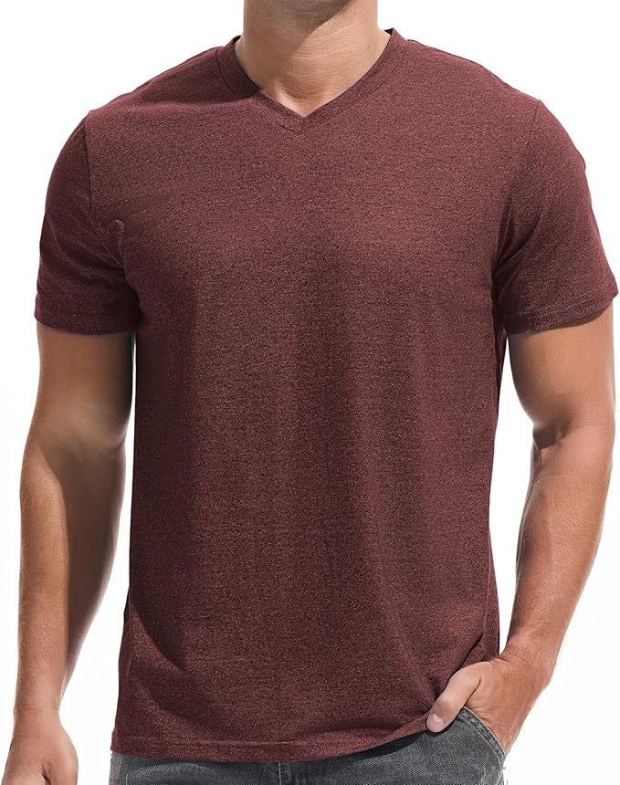 VEIISAR Premium V Neck T Shirts for Men - Modern Fitted Tees Vneck Undershirts