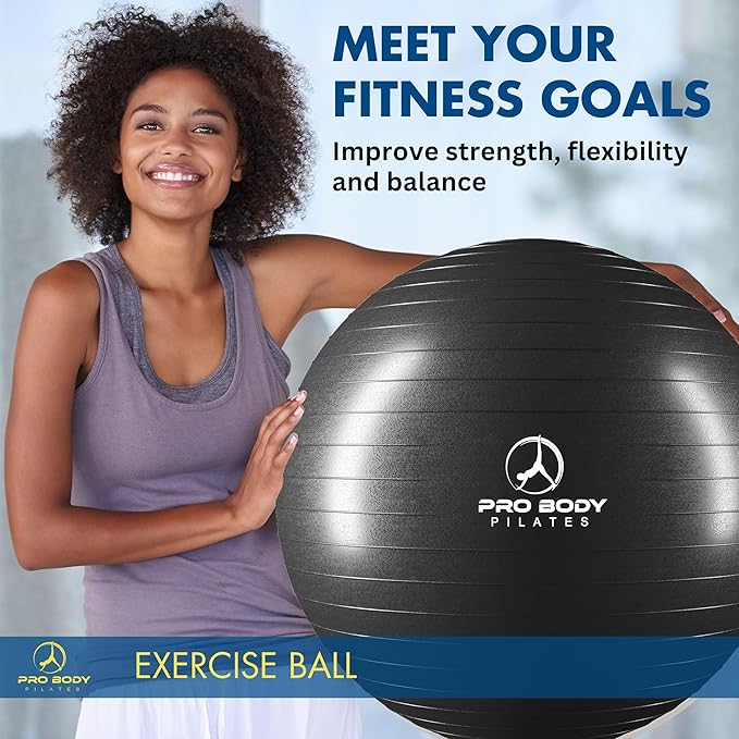ProBody Pilates Exercise Ball - Multiple Sizes Gym Grade Balance Ball for Fitness, Yoga, Workout, Pregnancy & Physical Therapy