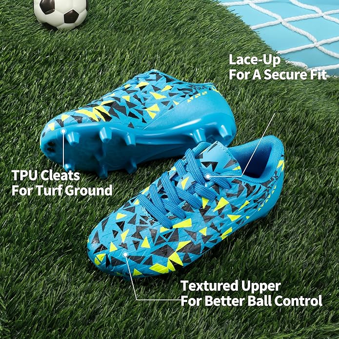 DREAM PAIRS Boys Girls Soccer Cleats Youth Firm Groud Athletic Outdoor Trainning Football Shoes for Little/Big Kid