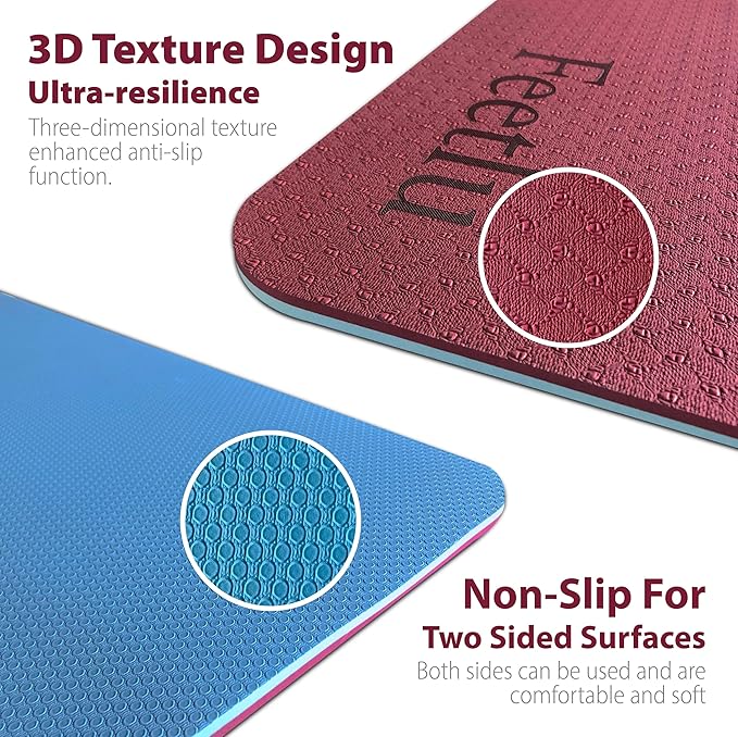 Extra Thick Exercise Yoga Mat with Strap - 2/5 Inch (10MM), Non-Slip Workout Mat for Yoga, Pilates, and Floor Exercises