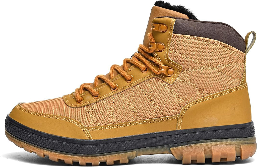 Wondamo Men's Snow Boots Lightweight Waterproof Winter Boots Fur Lined Anti-slip Cold Weather Shoes