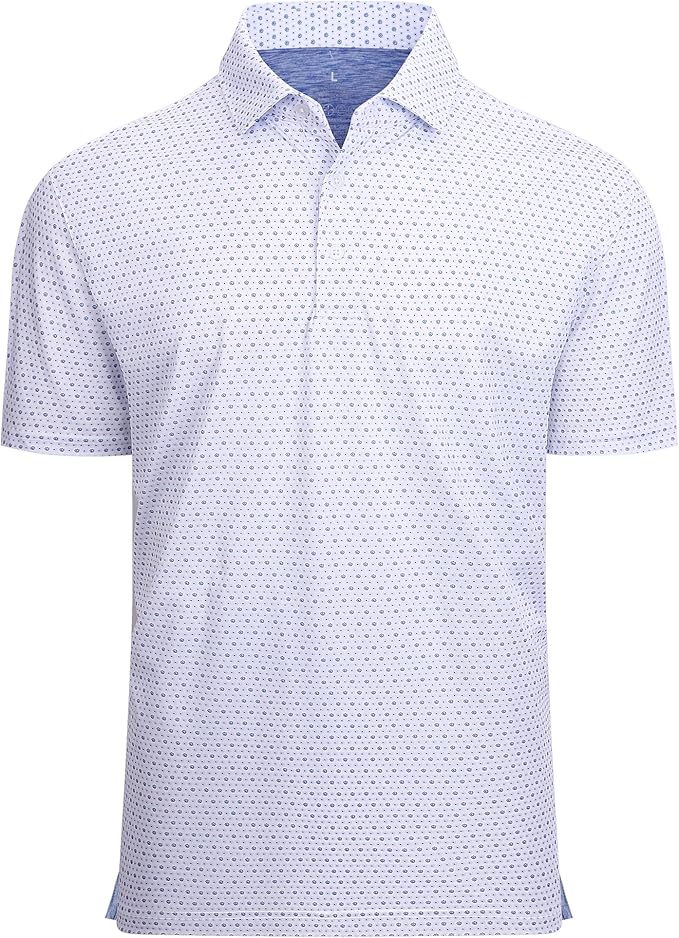 Alex Vando Mens Golf Shirt Moisture Wicking Classic Print Golf Shirts for Men