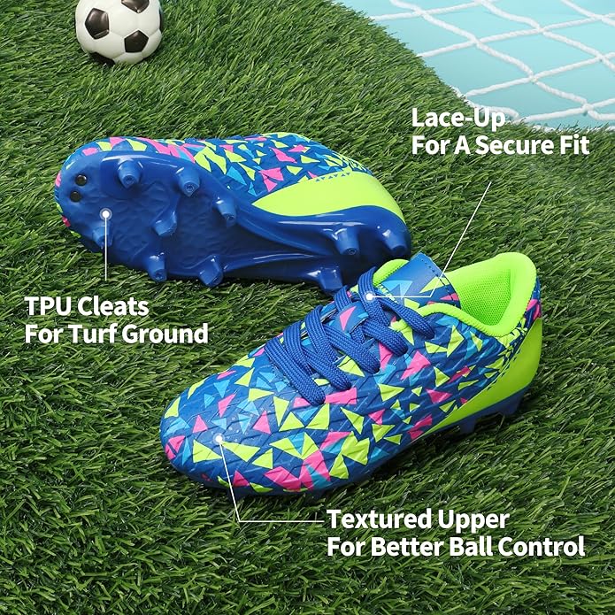 DREAM PAIRS Boys Girls Soccer Cleats Youth Firm Groud Athletic Outdoor Trainning Football Shoes for Little/Big Kid