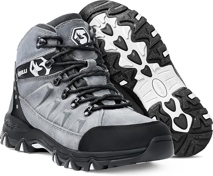 Foxelli Men’s Hiking Boots – Waterproof Breathable & Lightweight Suede Leather Hiking Boots for Men