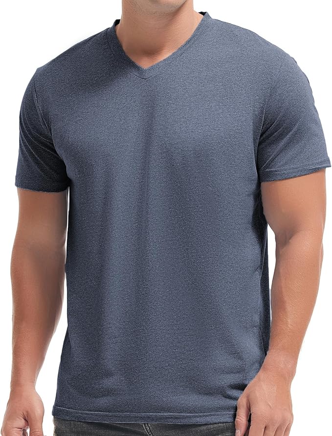 VEIISAR Premium V Neck T Shirts for Men - Modern Fitted Tees Vneck Undershirts