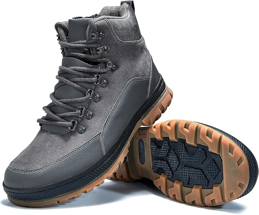 Wondamo Men's Snow Boots Lightweight Waterproof Winter Boots Fur Lined Anti-slip Cold Weather Shoes