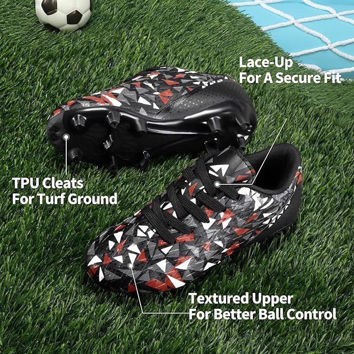 DREAM PAIRS Boys Girls Soccer Cleats Youth Firm Groud Athletic Outdoor Trainning Football Shoes for Little/Big Kid