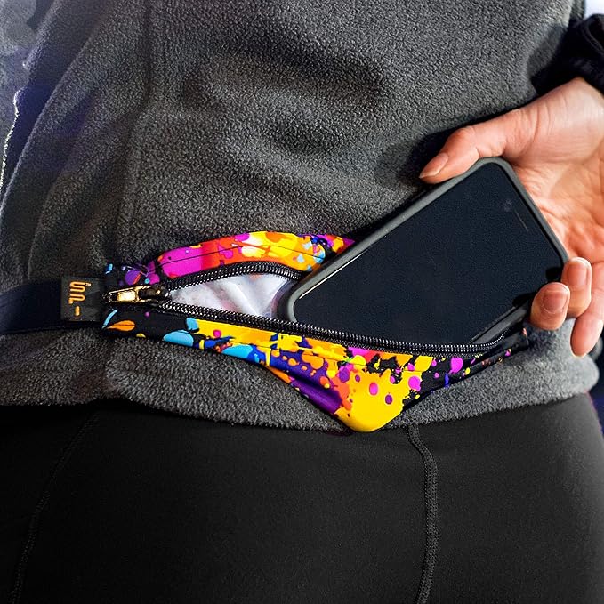 SPIbelt Running Belt for Women Men, Phone Holder for Running, Running Fanny Pack, Holder for Phone, Running Waist Pack, Adjustable Waist, [Fits All Phones]. Black with Anthracite Zipper