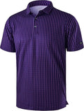 Obla Mens Golf Polo Shirts Short Sleeve Dry Fit Performance Moisture Wicking Casual Print Collared Golf Shirts for Men