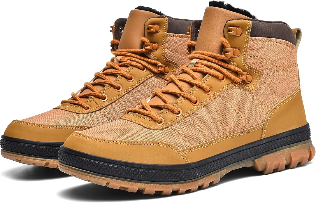 Wondamo Men's Snow Boots Lightweight Waterproof Winter Boots Fur Lined Anti-slip Cold Weather Shoes