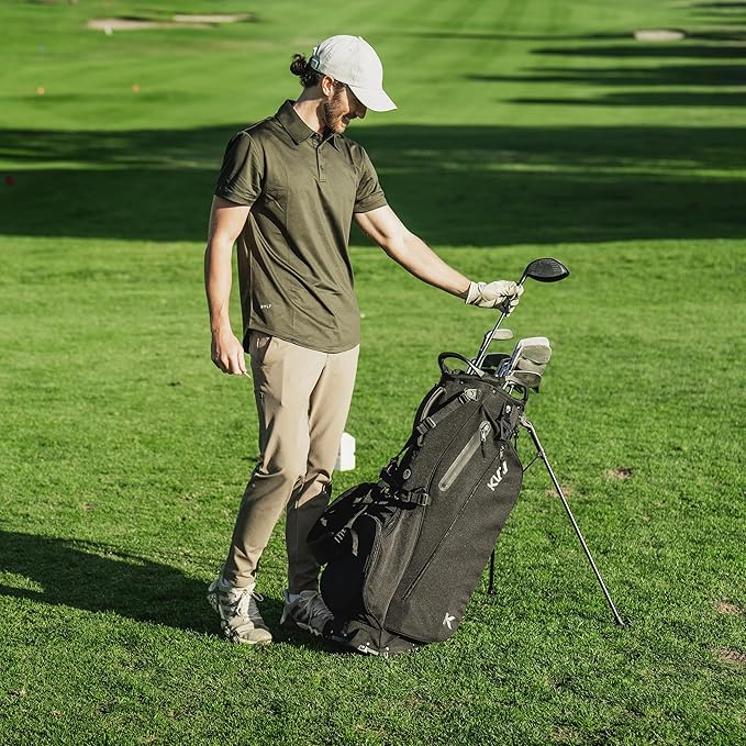 KVV Lightweight Golf Stand Bag with 7 Way Full-Length Dividers, 5 Zippered Pockets, Automatically Adjustable Dual Straps，Elegant Design