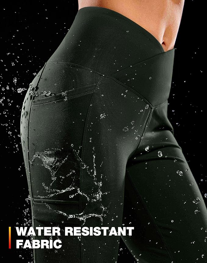 G Gradual Women's Fleece Lined Pants Water Resistant Winter Thermal Flare Leggings Hiking Snow Pants for Women 4 Pockets